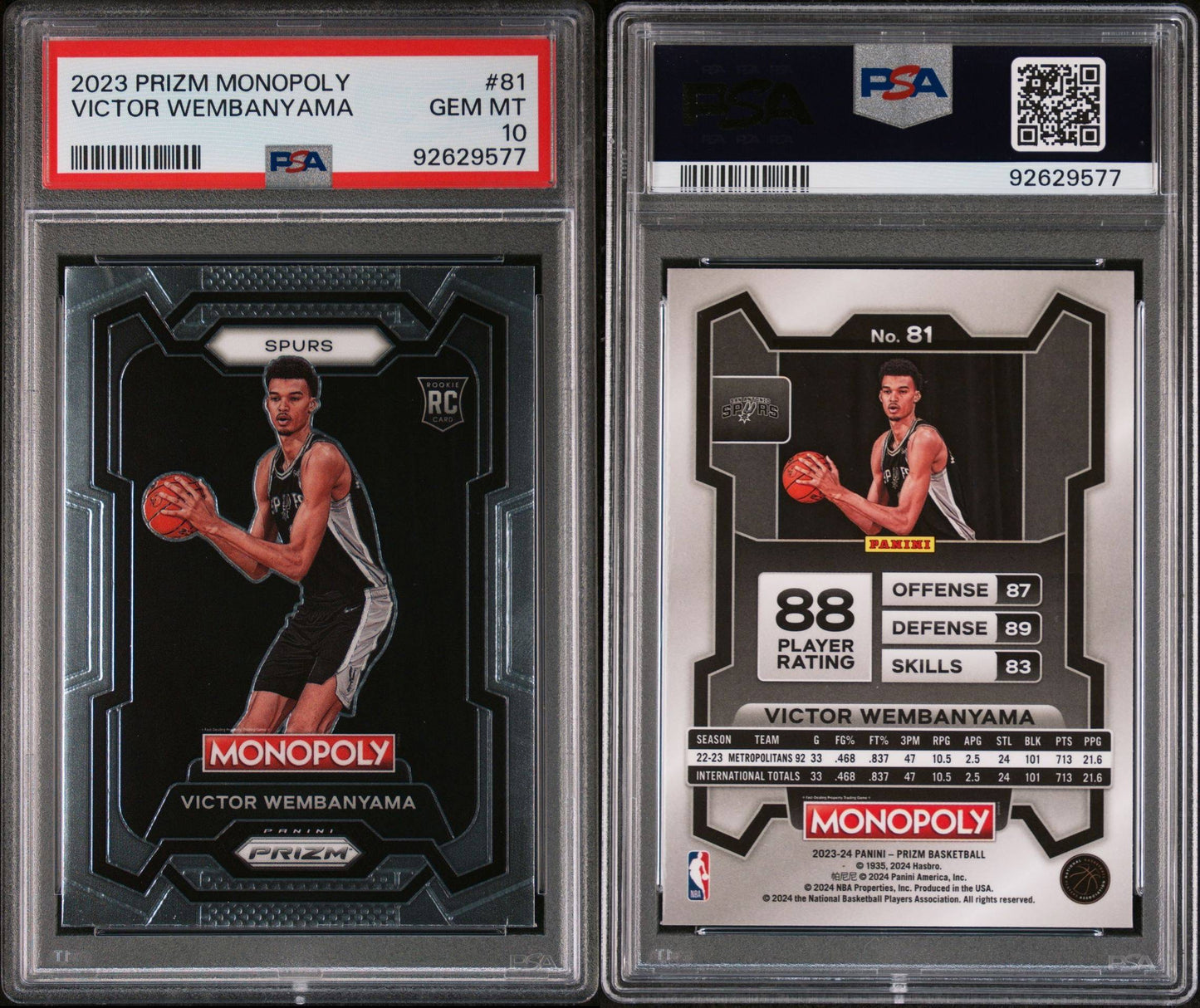 2023 Prizm Monopoly Victor Wembanyama PSA 10