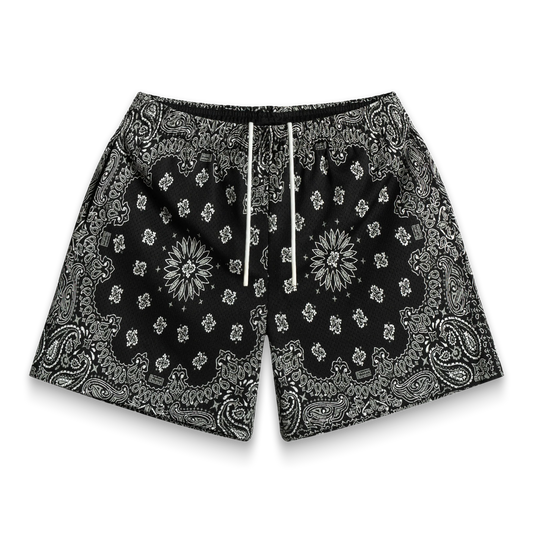 Bravest Black Paisley Shorts