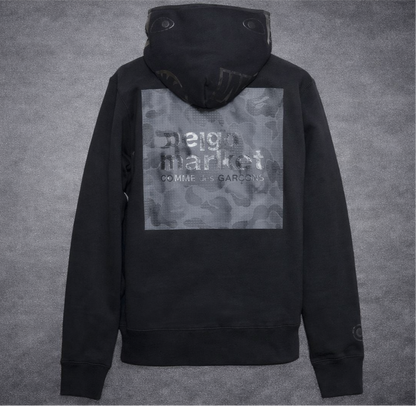 BAPE Comme des Garcons Black Market Shark Pullover Hoodie