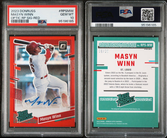 2023 Optic Donruss Masyn Winn Red Foil Auto # /25 PSA 10 POP 1