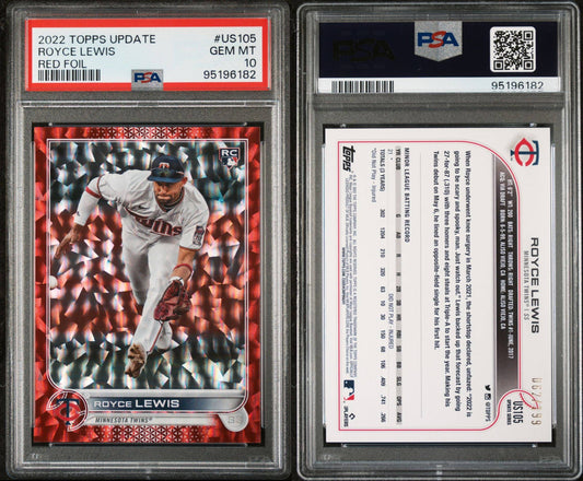 2023 Topps Update Royce Lewis Red Foil # /199 PSA 10 POP 13