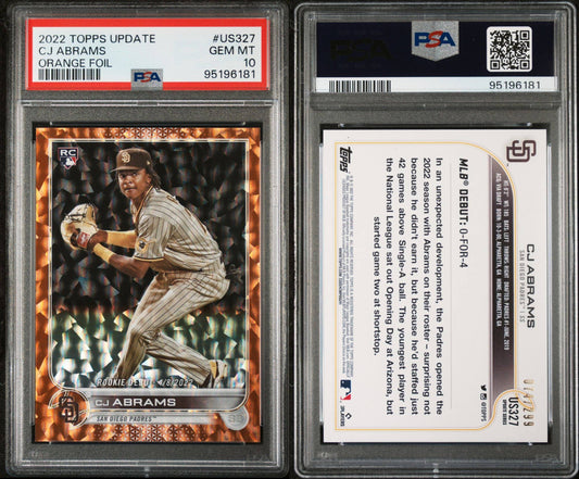 2023 Topps Update CJ Abrams Orange Foil # /299 PSA 10 POP 5