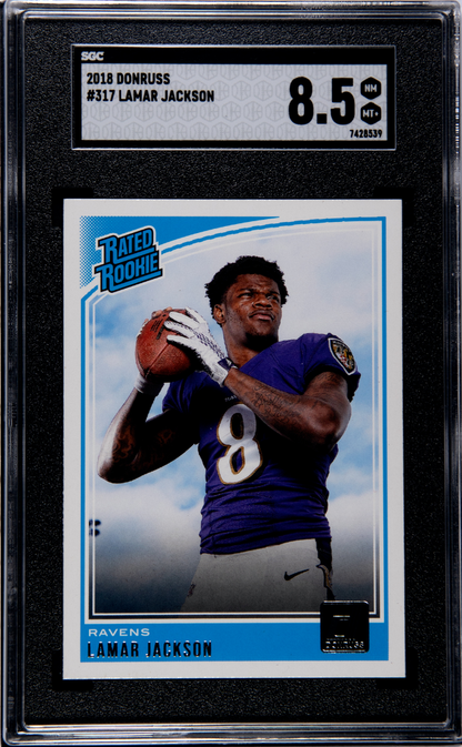 2018 Donruss Lamar Jackson Rated Rookie SGC 8.5 POP 28