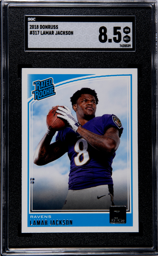 2018 Donruss Lamar Jackson Rated Rookie SGC 8.5 POP 28