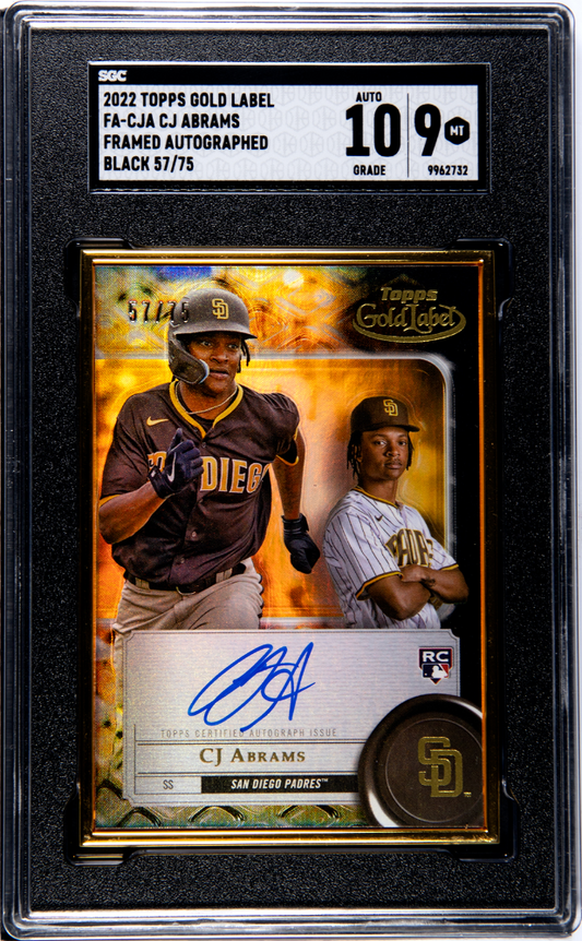2022 Topps Gold Label CJ Abrams Framed Autographed # /75 SGC 10 POP 2