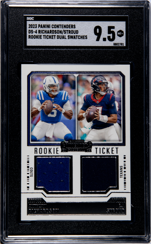 2023 Panini Contenders Richardson/Stroud Rookie Ticket Dual Swatches SGC 9.5 POP 6