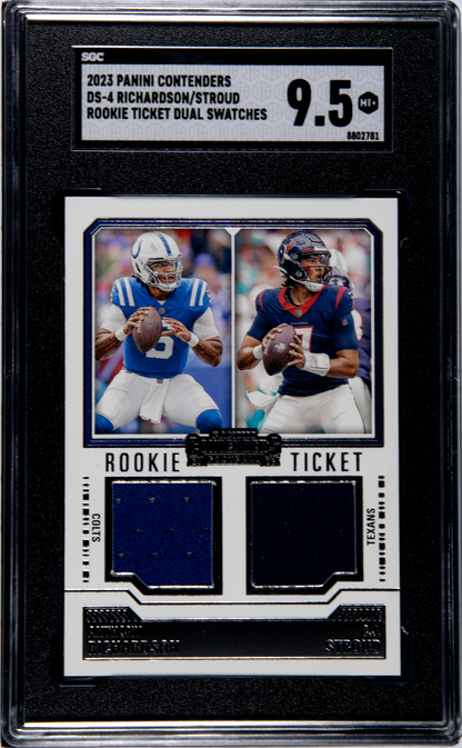 2023 Panini Contenders Richardson/Stroud Rookie Ticket Dual Swatches SGC 9.5 POP 6