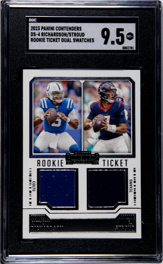 2023 Panini Contenders Richardson/Stroud Rookie Ticket Dual Swatches SGC 9.5 POP 6
