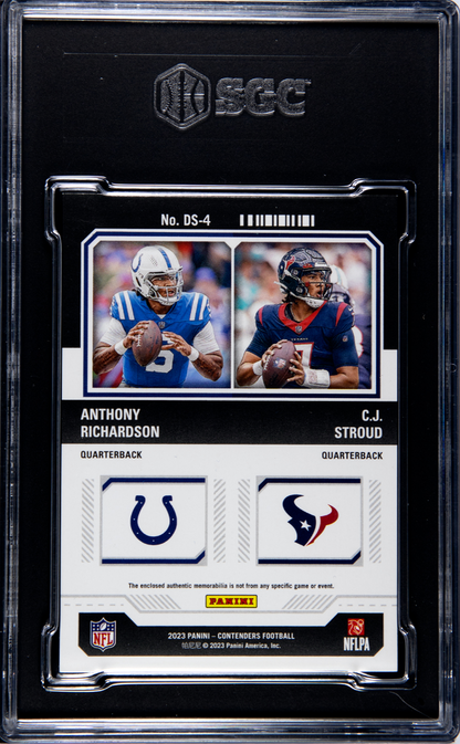 2023 Panini Contenders Richardson/Stroud Rookie Ticket Dual Swatches SGC 9.5 POP 6