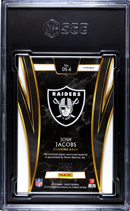 2019 Panini Select Josh Jacobs Draft Selection Materials # /99 SGC 10 POP 1