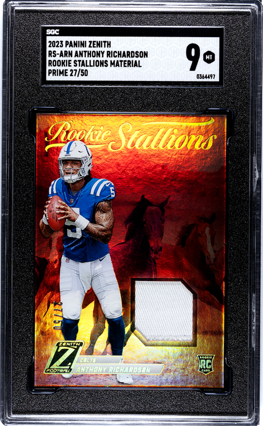 2023 Panini Zenith Anthony Richardson Rookie Stallions Material # /50 SGC 9 POP 1