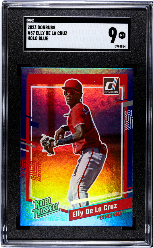 2023 Donruss Elly De La Cruz Holo Blue SGC 9 POP 3