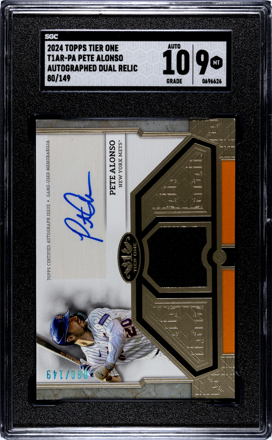2024 Topps Tier One Pete Alonso Autographed Dual Relic # /149 SGC 10 POP 2