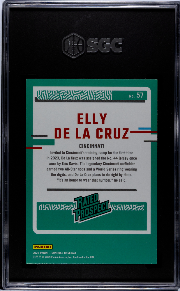 2023 Donruss Elly De La Cruz Holo Blue SGC 9 POP 3