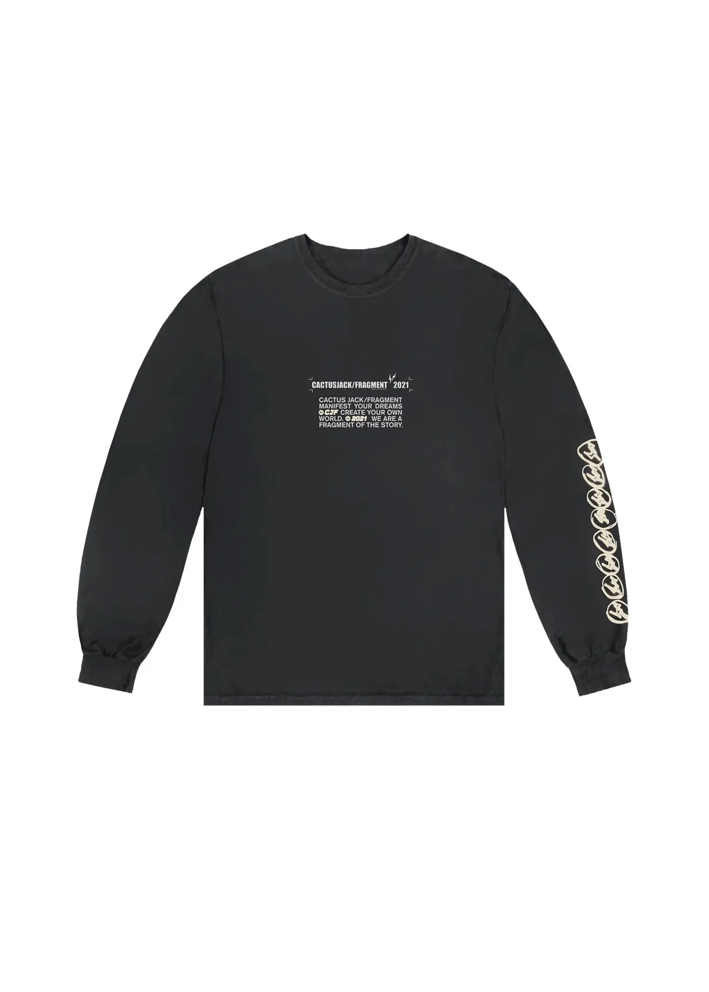 Travis Scott Cactus Jack For Fragment Logo L/S T-shirt Washed Black
