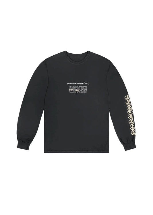Travis Scott Cactus Jack For Fragment Logo L/S T-shirt Washed Black