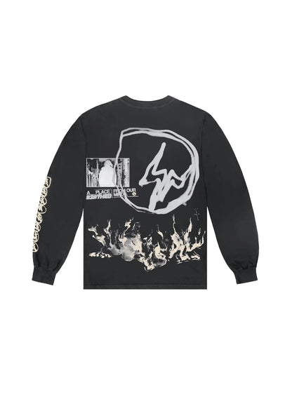 Travis Scott Cactus Jack For Fragment Logo L/S T-shirt Washed Black