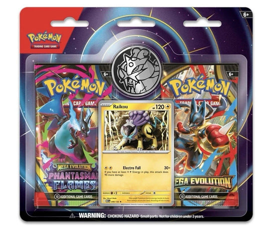 Pokemon TCG Raikou 2 Pack Blister Mega Evolution & Phantasmal Flames
